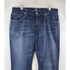 7 For All Mankind Mens Brett Boot Straight Blue Denim Jeans, 33x35, 36x35 actual